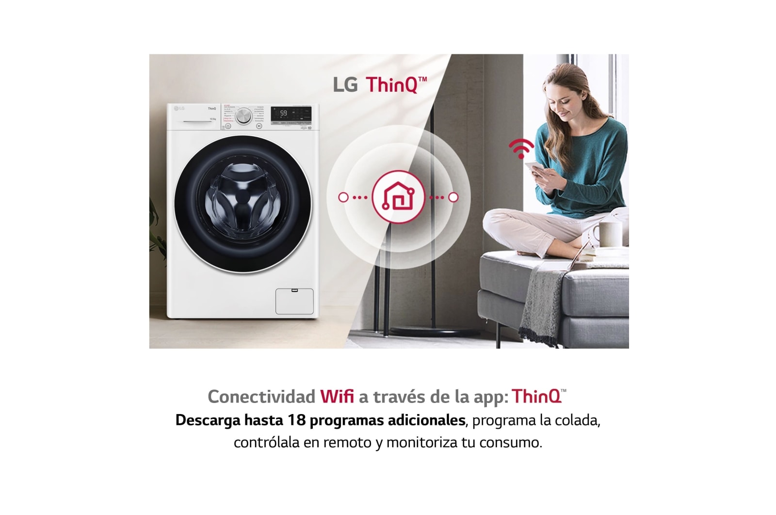 LG Lavadora inteligente AI Direct Drive 10,5kg, 1400rpm, Clasificación A, Blanca, Serie 500, F4WV510S0WA