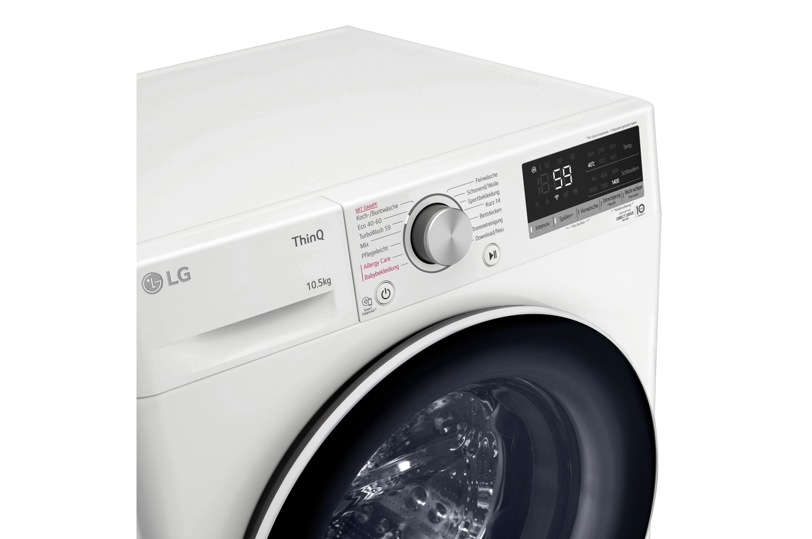 LG Lavadora inteligente AI Direct Drive 10,5kg, 1400rpm, Clasificación A, Blanca, Serie 500, F4WV510S0WA