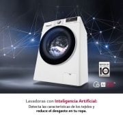 LG Lavadora inteligente AI Direct Drive 10,5kg, 1400rpm, Clasificación A, Blanca, Serie 500, F4WV510S0WA