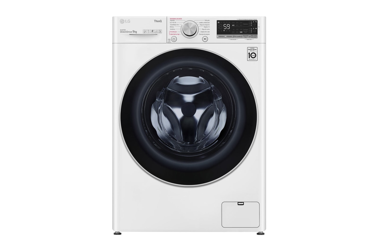 LG Lavadora inteligente AI Direct Drive™, TurboWash 59, con autodosificación de detergente, 9kg, 1400rpm, Clasificación B, Blanca, Serie 550, F4WV5509S1W