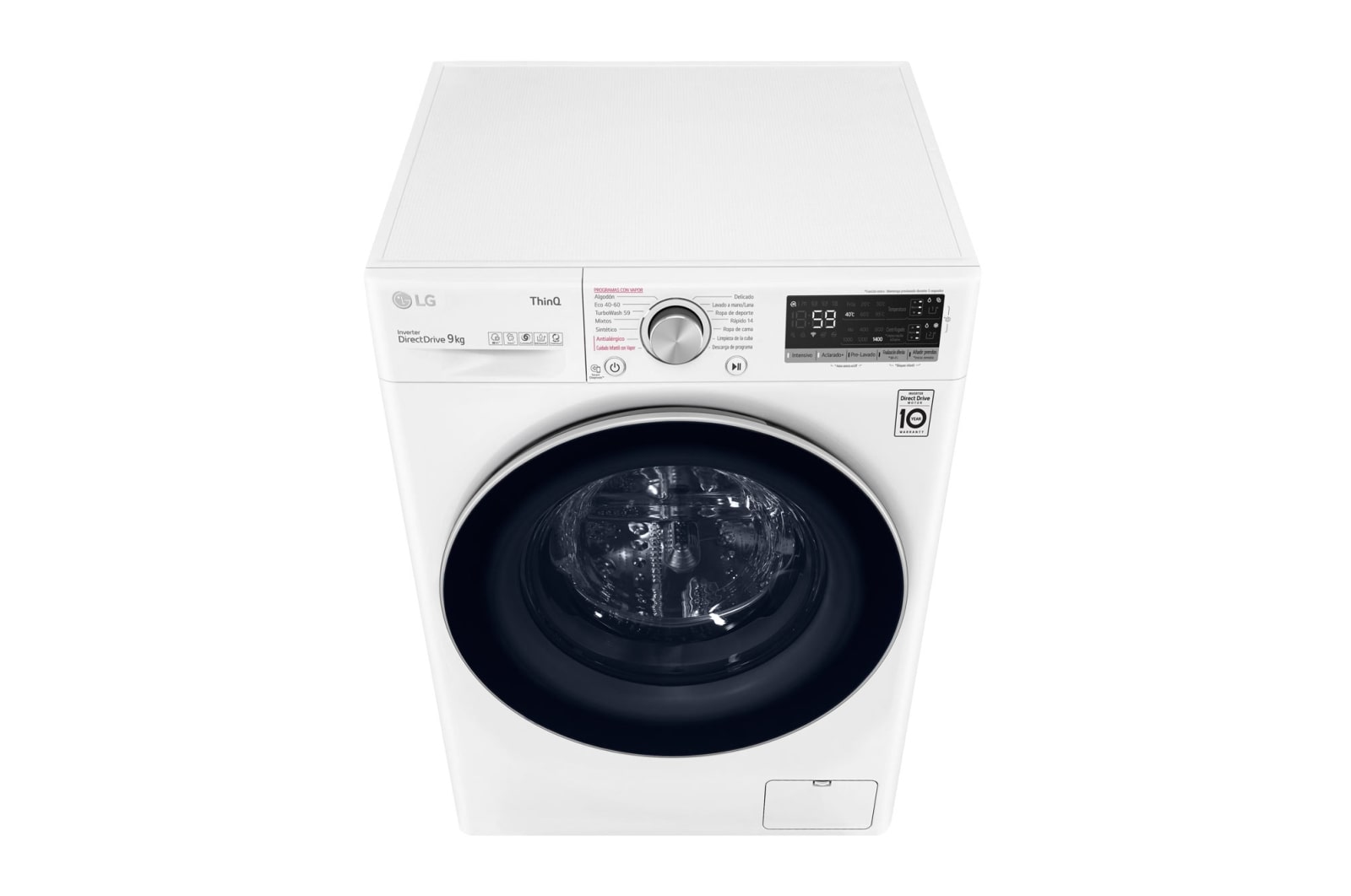 LG Lavadora inteligente AI Direct Drive™, TurboWash 59, con autodosificación de detergente, 9kg, 1400rpm, Clasificación B, Blanca, Serie 550, F4WV5509S1W