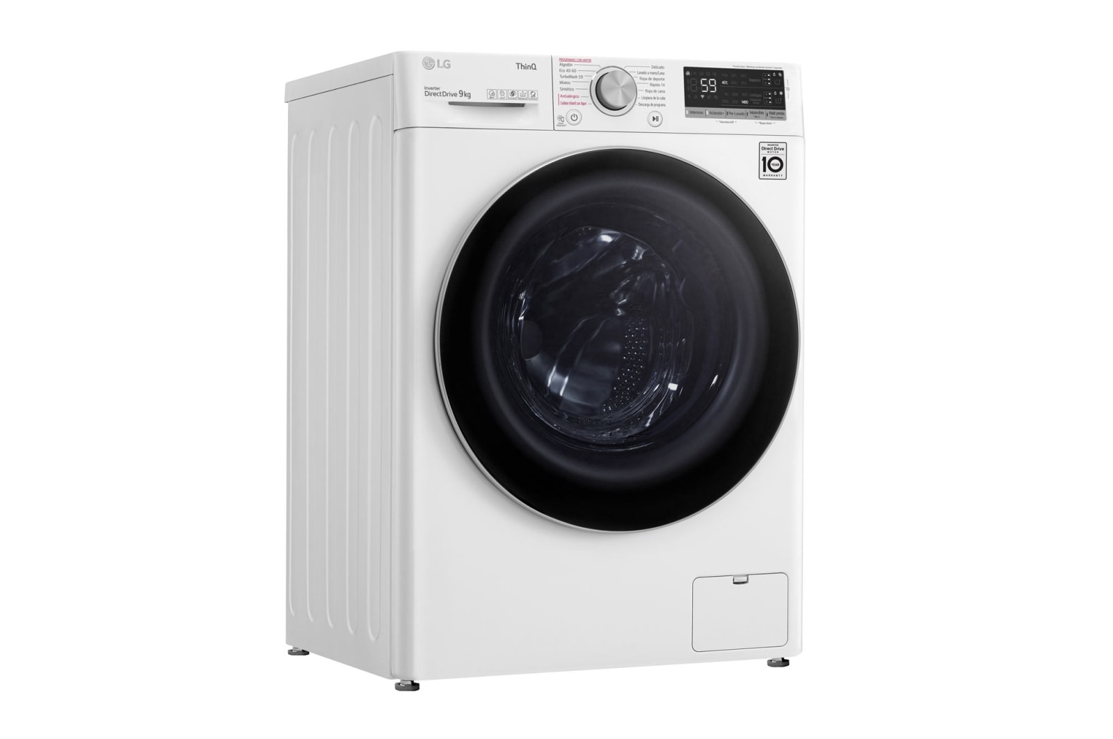 LG Lavadora inteligente AI Direct Drive™, TurboWash 59, con autodosificación de detergente, 9kg, 1400rpm, Clasificación B, Blanca, Serie 550, F4WV5509S1W