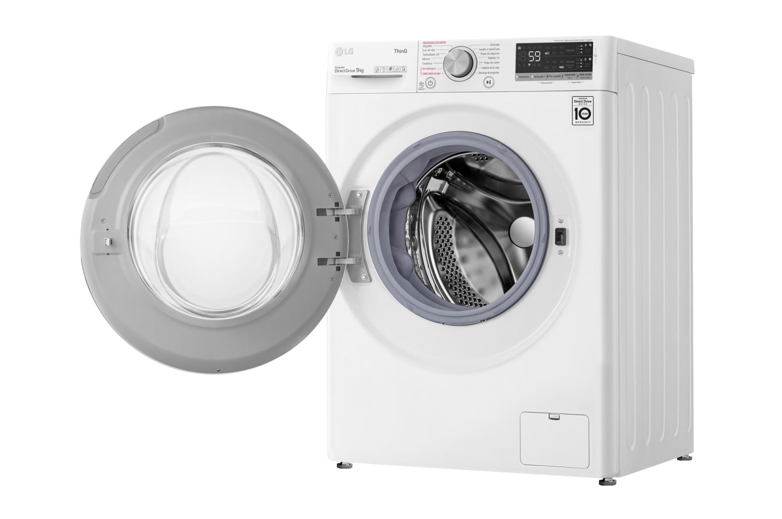 LG Lavadora inteligente AI Direct Drive™, TurboWash 59, con autodosificación de detergente, 9kg, 1400rpm, Clasificación B, Blanca, Serie 550, F4WV5509S1W