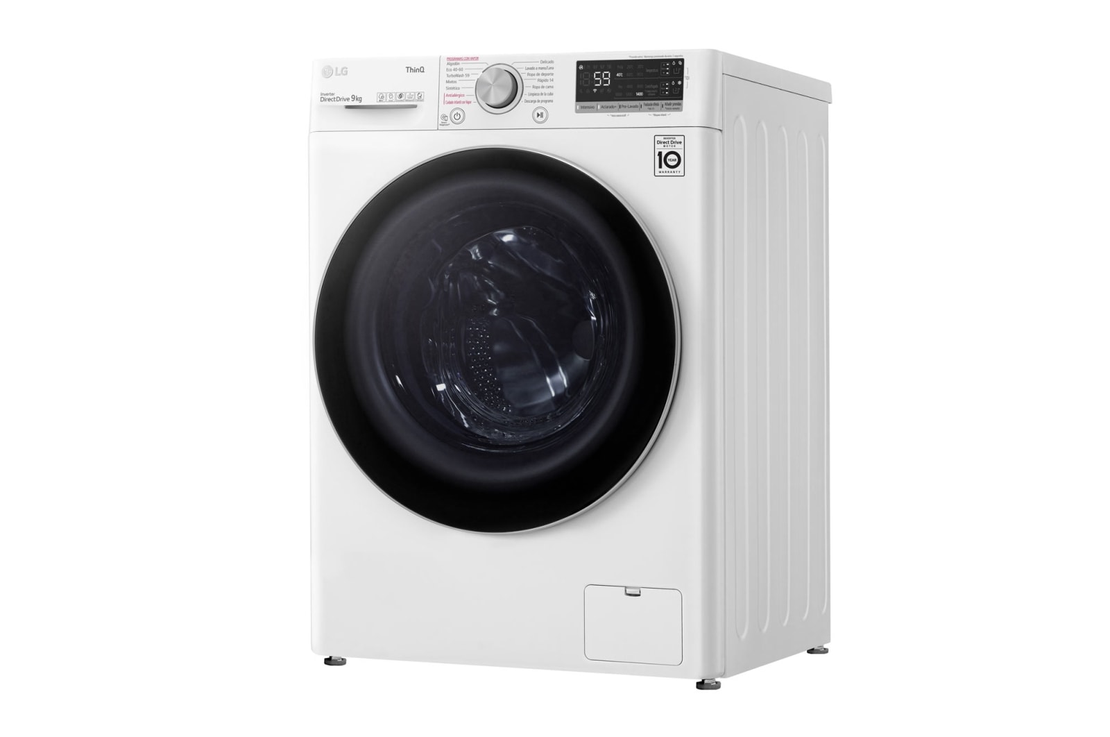 LG Lavadora inteligente AI Direct Drive™, TurboWash 59, con autodosificación de detergente, 9kg, 1400rpm, Clasificación B, Blanca, Serie 550, F4WV5509S1W