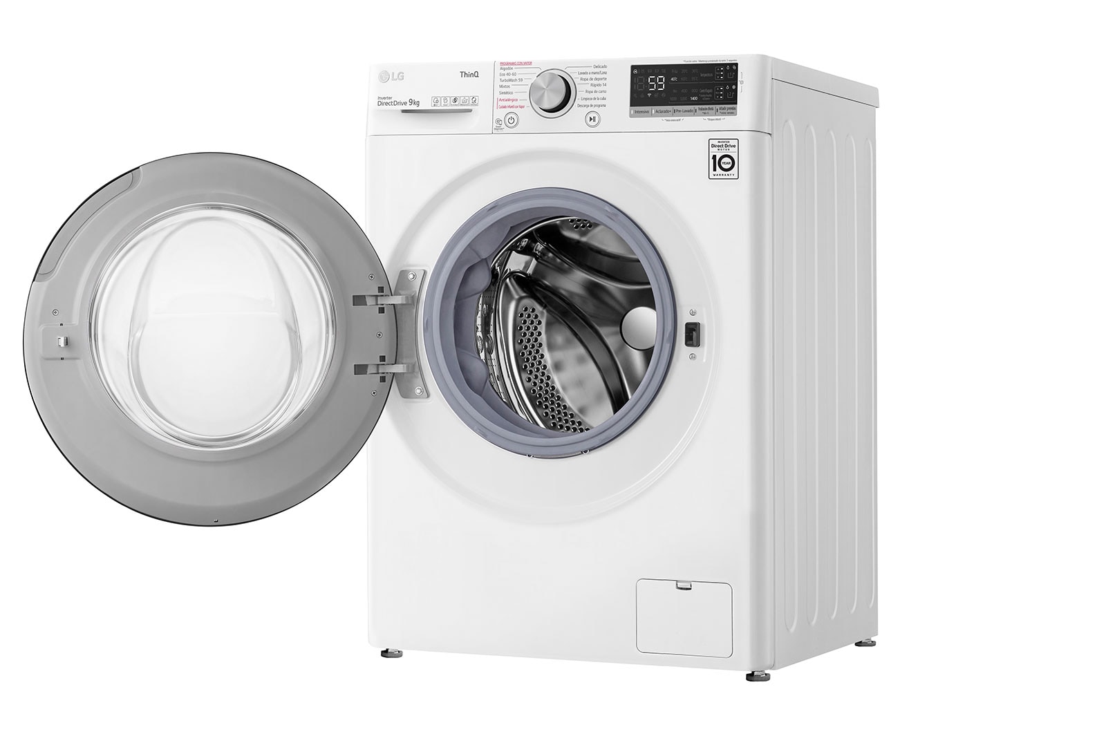 LG Lavadora inteligente  AI Direct Drive con Autodosificación de detergente, 9kg, 1400rpm, Clasificación B, Blanca, Serie 550, F4WV5509SMW