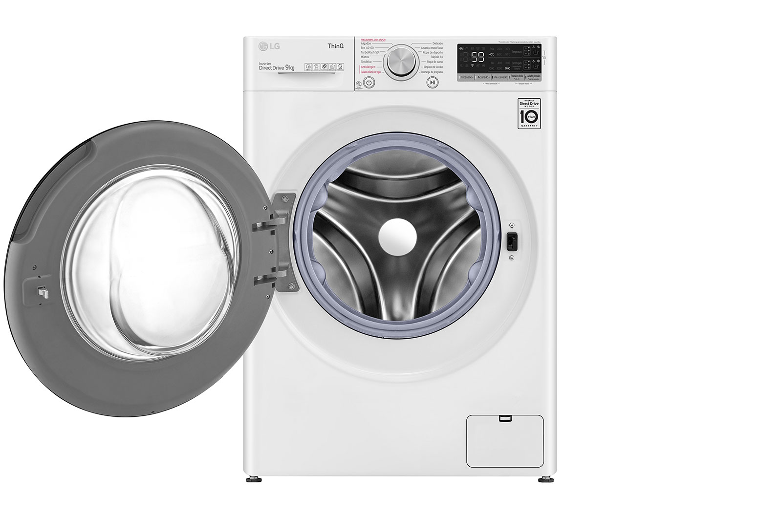 LG Lavadora inteligente  AI Direct Drive con Autodosificación de detergente, 9kg, 1400rpm, Clasificación B, Blanca, Serie 550, F4WV5509SMW