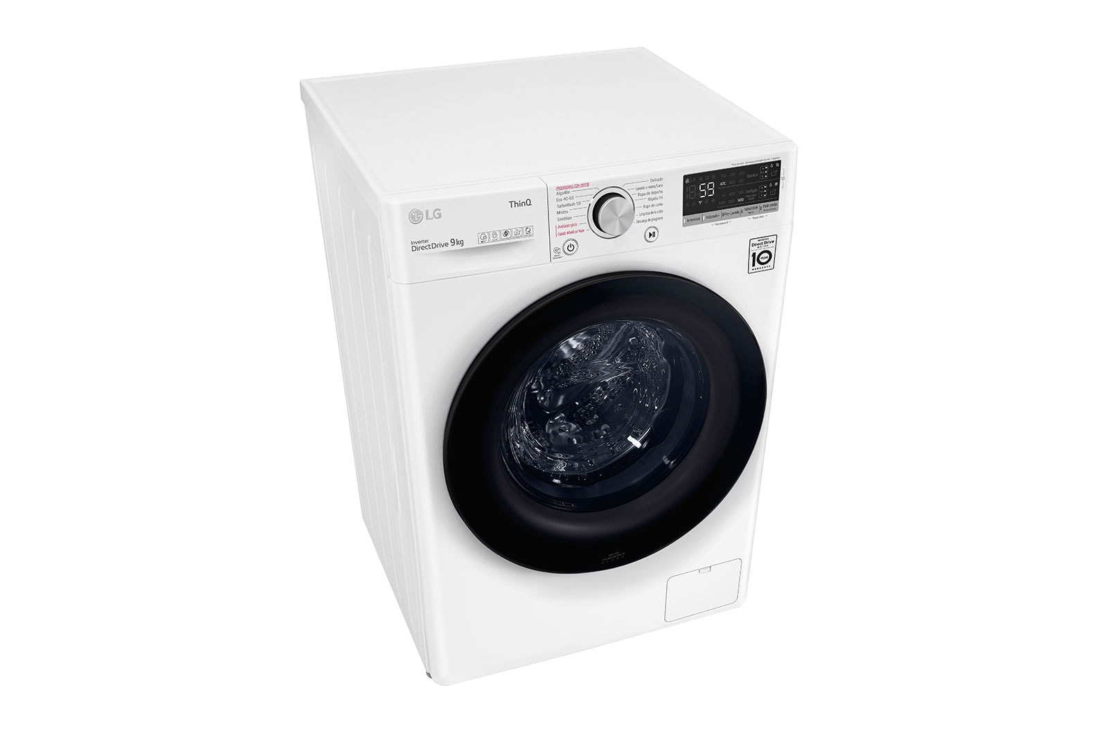 LG Lavadora inteligente  AI Direct Drive con Autodosificación de detergente, 9kg, 1400rpm, Clasificación B, Blanca, Serie 550, F4WV5509SMW