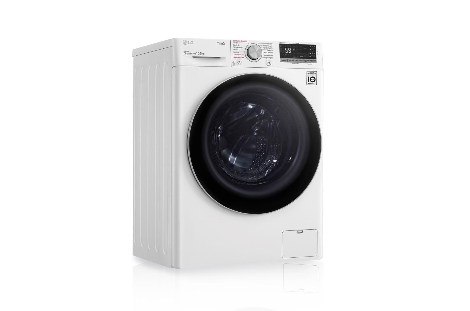 LG Lavadora inteligente AI Direct Drive TM, TurboWash 59,  con autodosificación de detergente,  10,5kg, 1400rpm,  Clasifiación B  Blanca, Serie 550, F4WV5510S1W