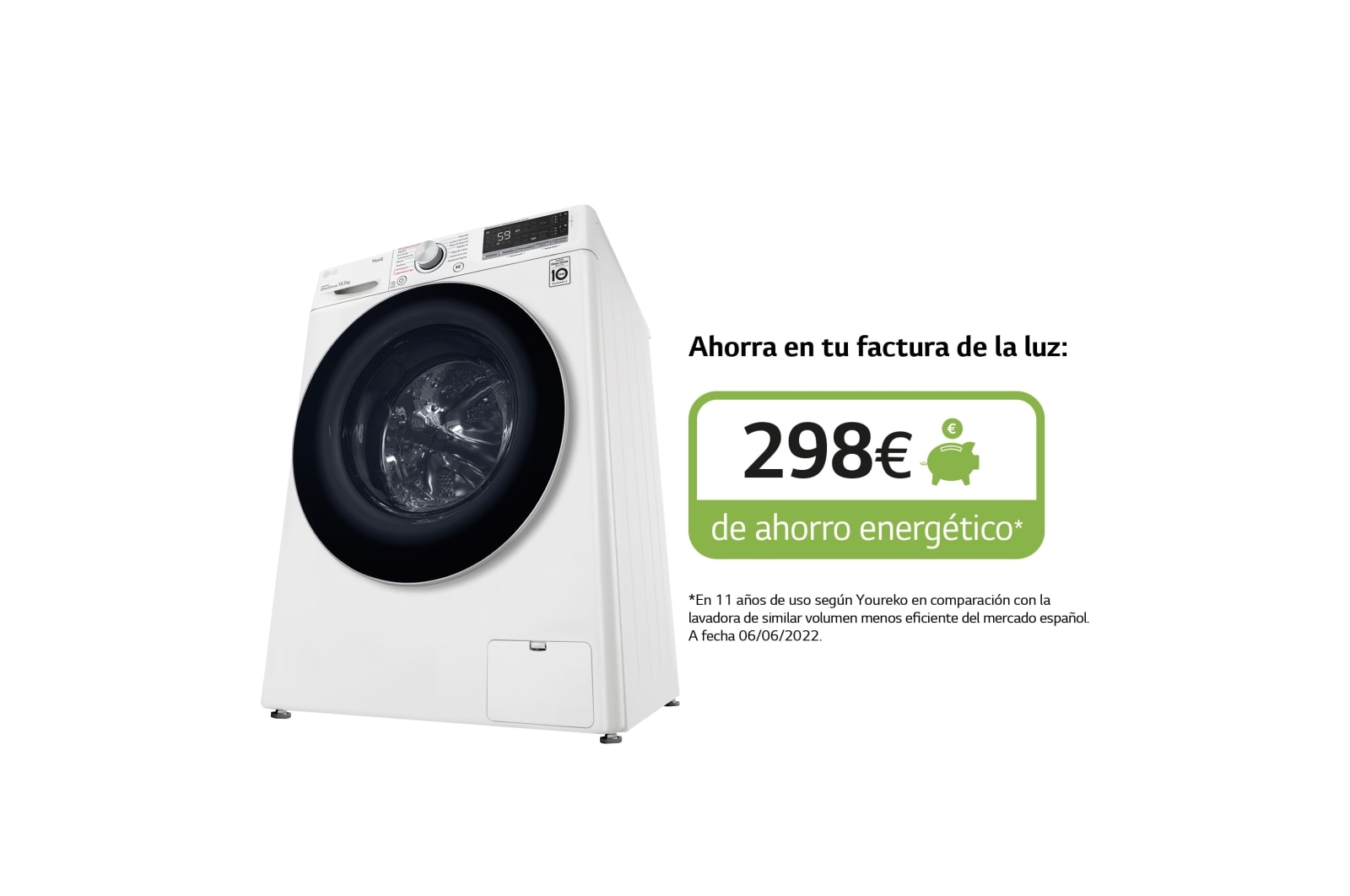 LG Lavadora inteligente AI Direct Drive TM, TurboWash 59,  con autodosificación de detergente,  10,5kg, 1400rpm,  Clasifiación B  Blanca, Serie 550, F4WV5510S1W