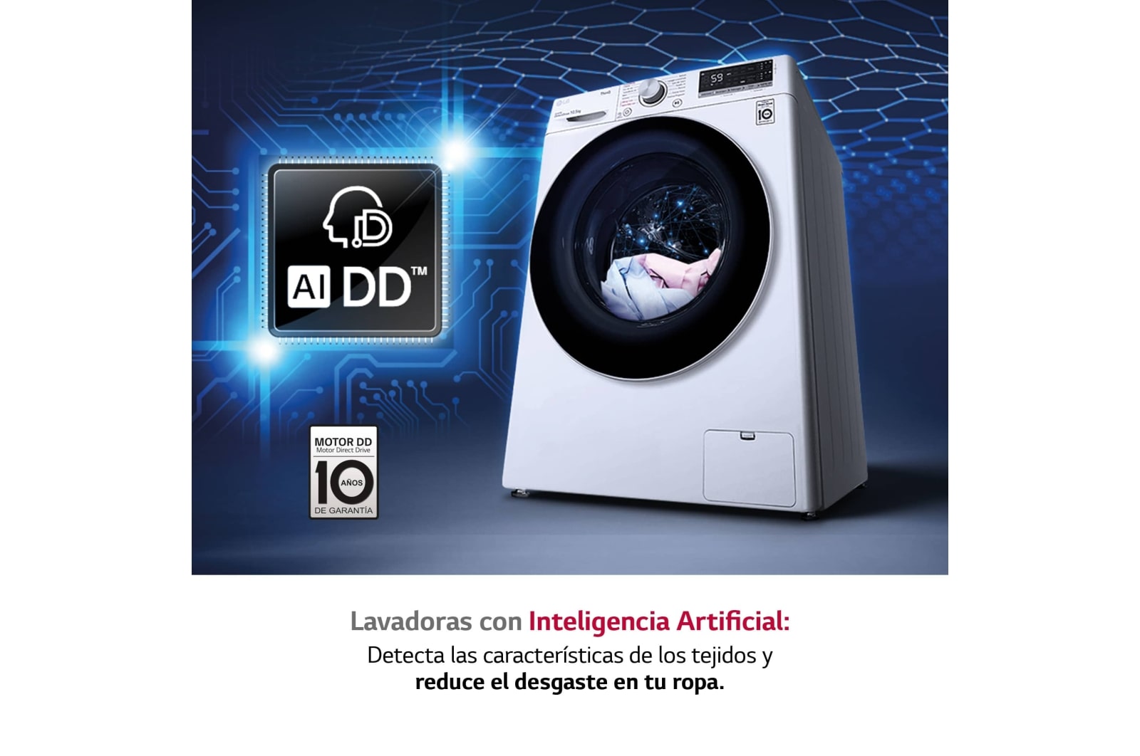 LG Lavadora inteligente AI Direct Drive TM, TurboWash 59,  con autodosificación de detergente,  10,5kg, 1400rpm,  Clasifiación B  Blanca, Serie 550, F4WV5510S1W