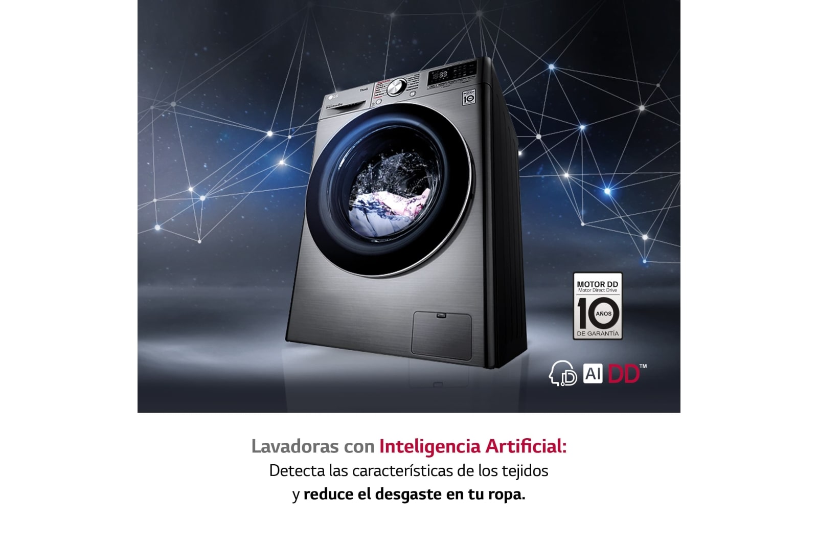 LG Lavadora inteligente AI Direct Drive 9kg, 1400rpm, Clasificación A, Inox antihuellas, Serie 700, F4WV7009S2S