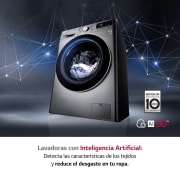 LG Lavadora inteligente AI Direct Drive 9kg, 1400rpm, Clasificación A, Inox antihuellas, Serie 700, F4WV7009S2S