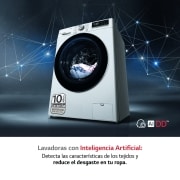 LG Lavadora inteligente AI Direct Drive 10.5kg, 1400rpm, Clasificación A, Blanca, Serie 700, F4WV7010S2W