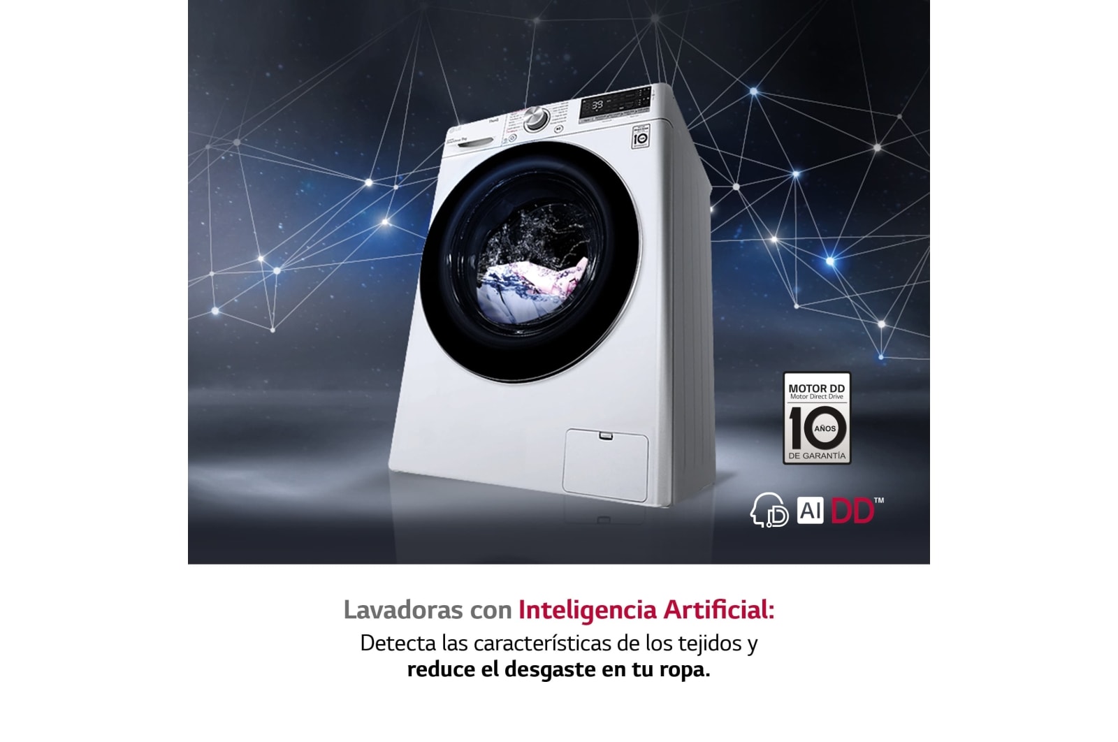 LG Lavadora inteligente 9kg, AI Direct Drive™, TurboWash 360º, con autodosificación de detergente, 1400rpm, Clasificación A, Blanca, Serie 750, F4WV7509S2W