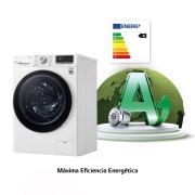 LG Lavadora inteligente 9kg, AI Direct Drive™, TurboWash 360º, con autodosificación de detergente, 1400rpm, Clasificación A, Blanca, Serie 750, F4WV7509S2W