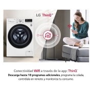 LG Lavadora inteligente 9kg, AI Direct Drive™, TurboWash 360º, con autodosificación de detergente, 1400rpm, Clasificación A, Blanca, Serie 750, F4WV7509S2W