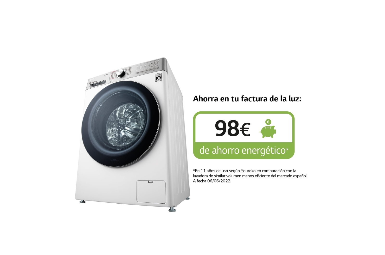 LG Lavadora inteligente AI Direct Drive con Autodosificador de detergente 12kg, 1400rpm, Clasificación A, Blanca, Serie 950, F4WV9512P2W