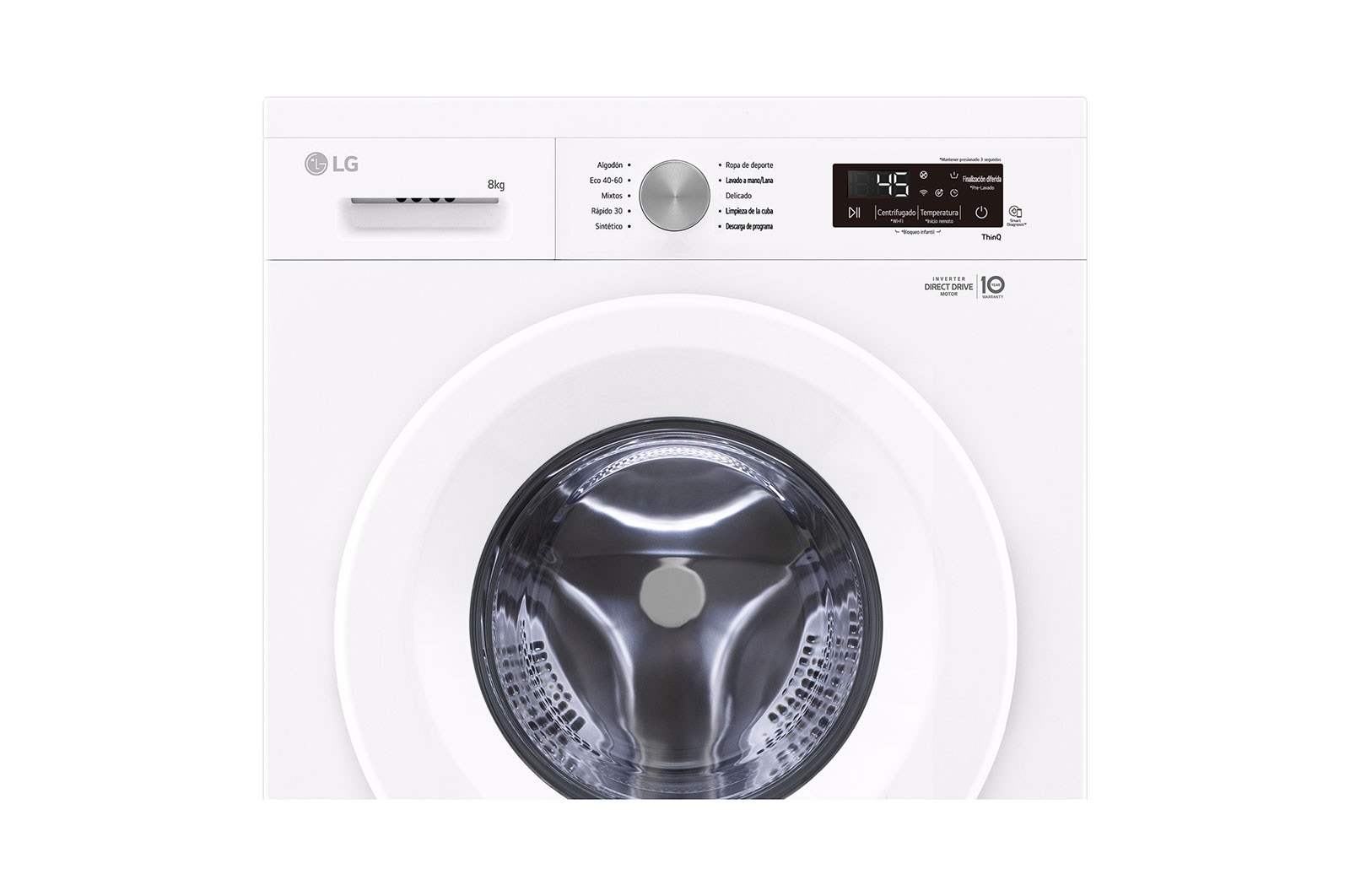 LG Lavadora eficiente 8kg, 1400rpm, A, con vapor, Serie 100, F4X1008NWH