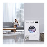 LG Lavadora eficiente 8kg, 1400rpm, A, con vapor, Serie 100, F4X1008NWH