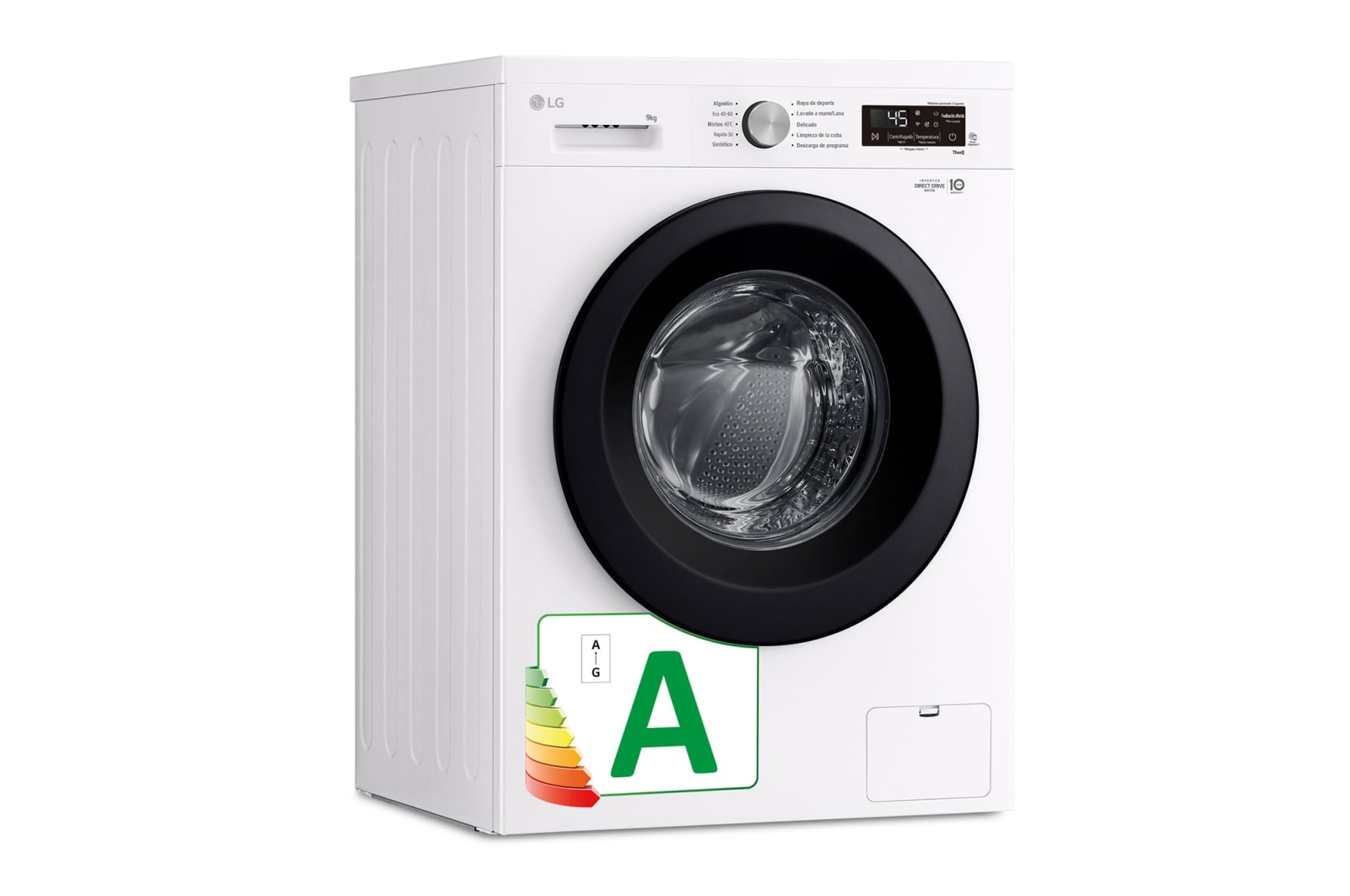 LG Lavadora eficiente 9kg, 1400rpm, A, con vapor, Serie 100, F4X1009NWK