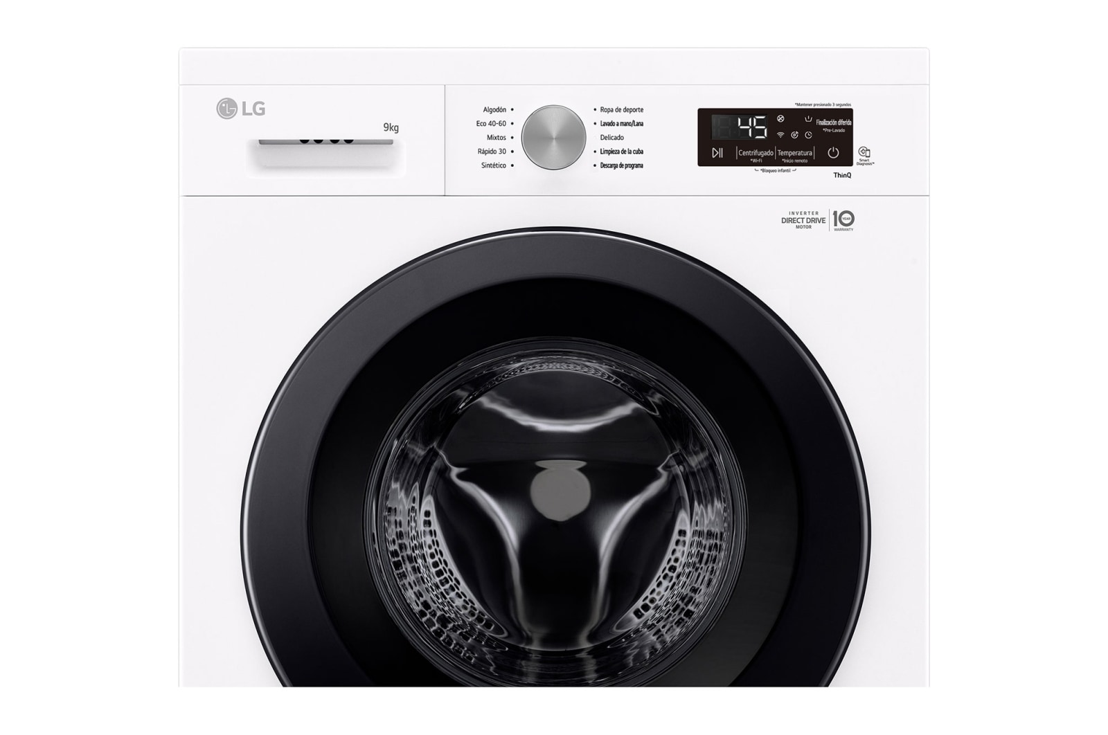 LG Lavadora eficiente 9kg, 1400rpm, A, con vapor, Serie 100, F4X1009NWK