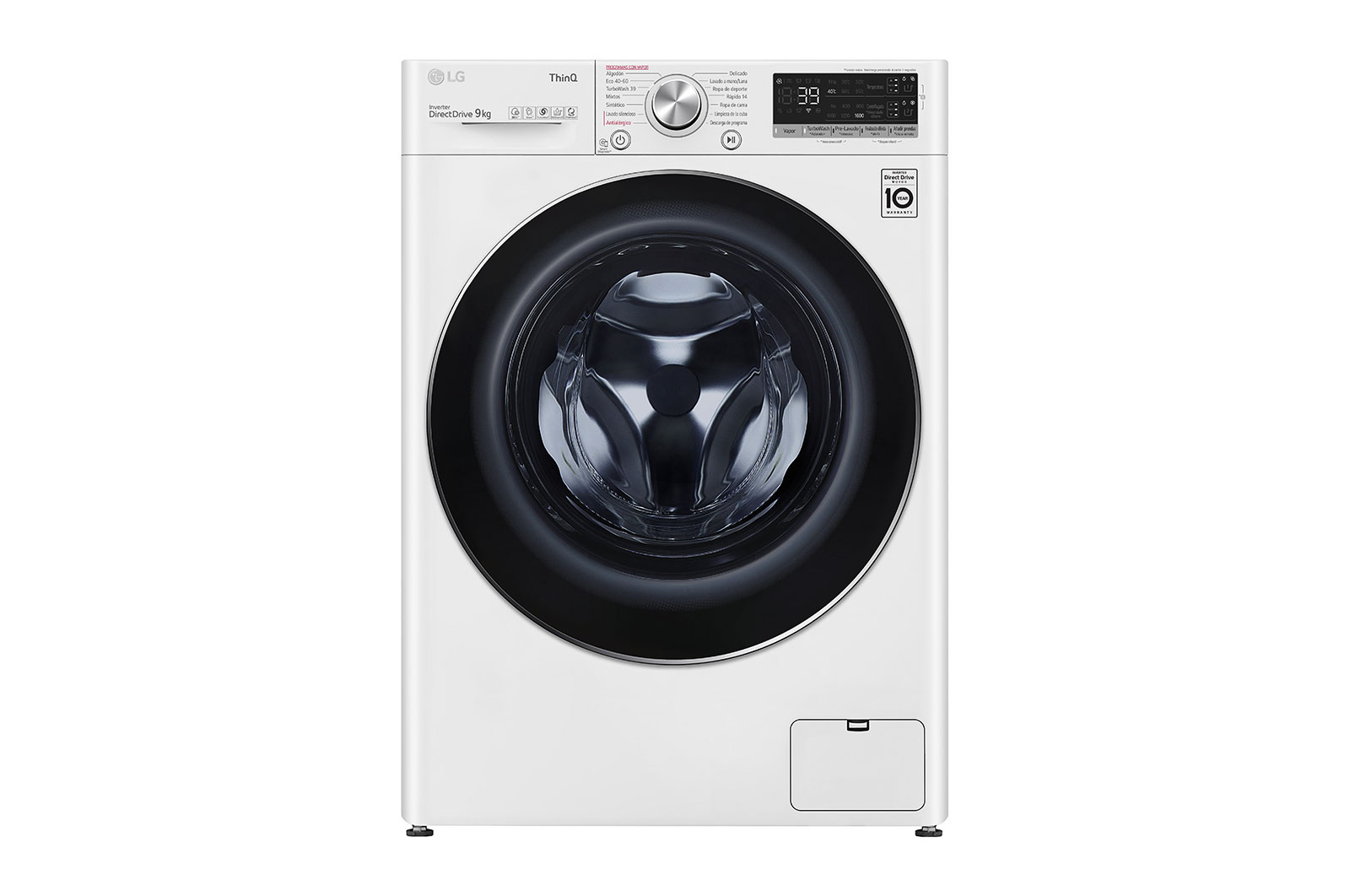 LG Lavadora inteligente  AI Direct Drive con Autodosificación de detergente, 9kg, 1600rpm, Clasificación A, Blanca, Serie 750, F6WV7509S2W