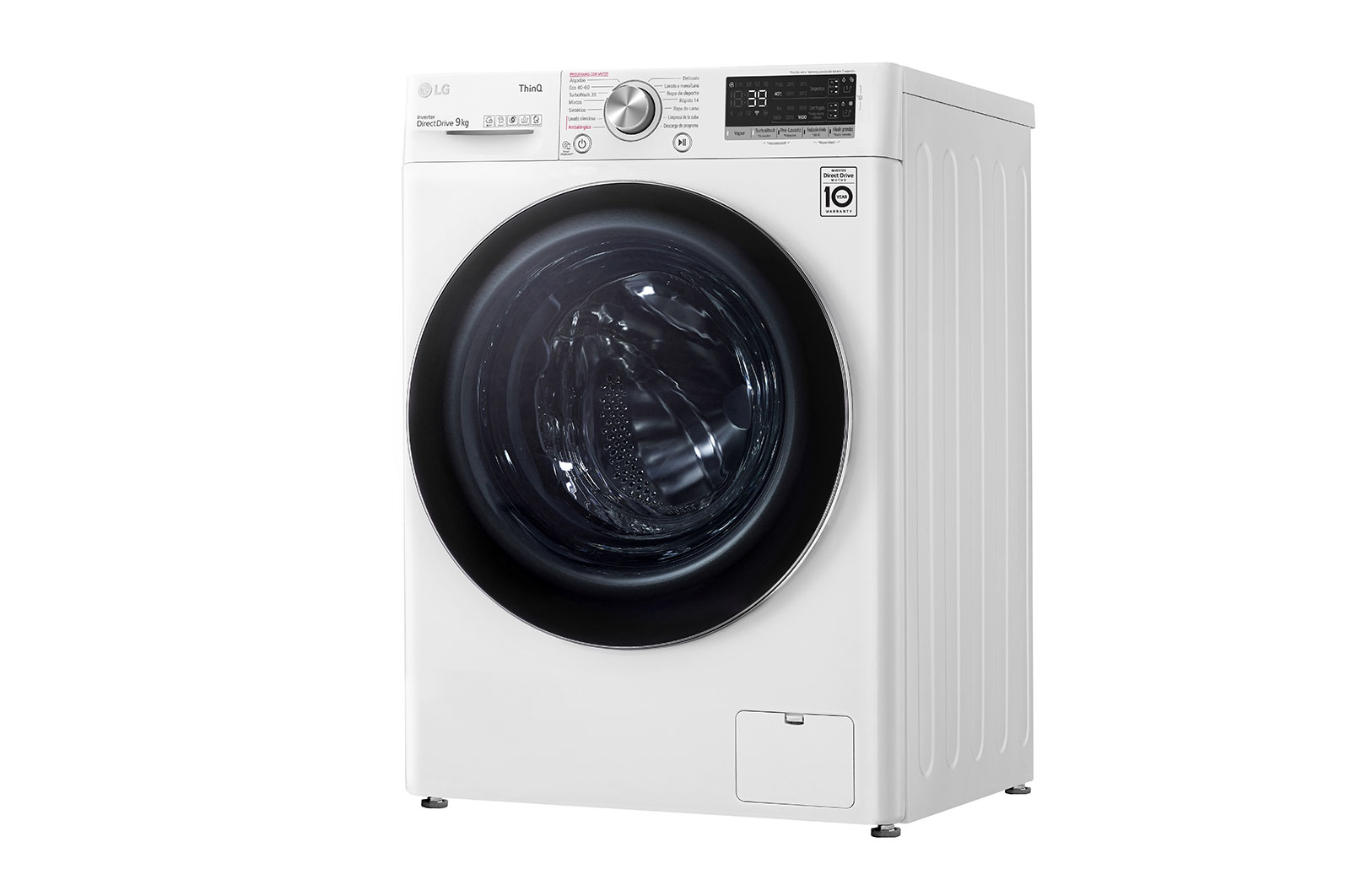 LG Lavadora inteligente  AI Direct Drive con Autodosificación de detergente, 9kg, 1600rpm, Clasificación A, Blanca, Serie 750, F6WV7509S2W