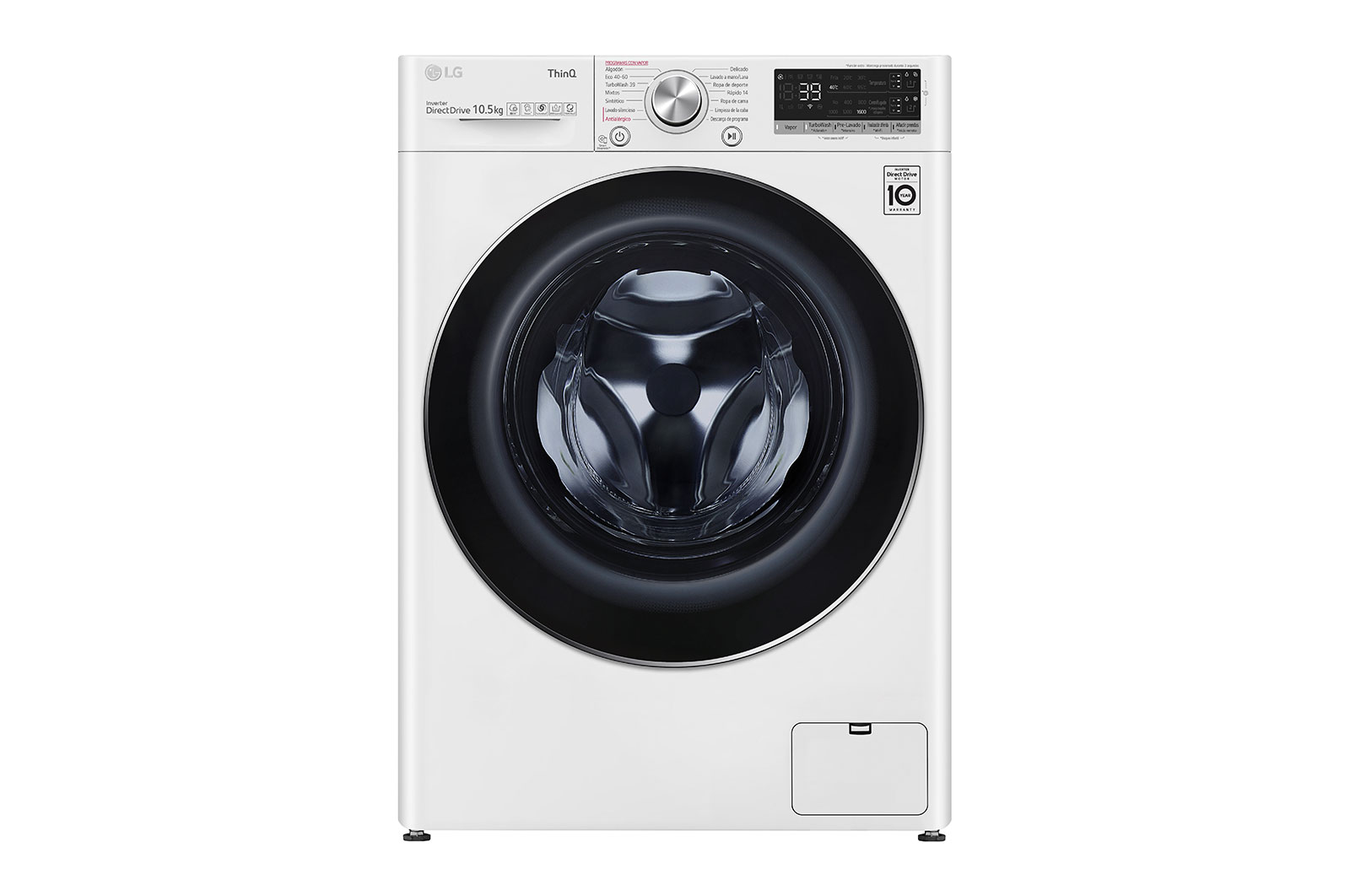 LG Lavadora inteligente AI Direct Drive con Autodosificación de detergente  10,5kg, 1600rpm, Clasificación A, Blanca, Serie 750, F6WV7510P2W