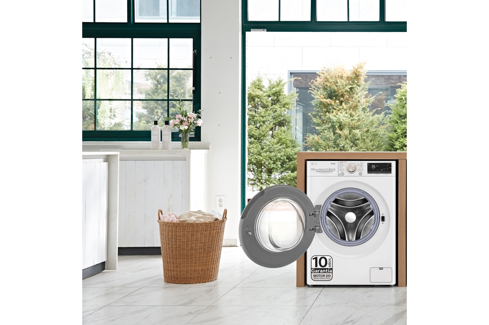 LG Lavadora inteligente  AI Direct Drive TM,<br> TurboWash 360º,  con autodosificación de detergente, 10,5kg, 1600rpm,<br> Clasificación Un 10% más eficiente que  A<br> Blanca, Serie 750, F6WV7510PRW