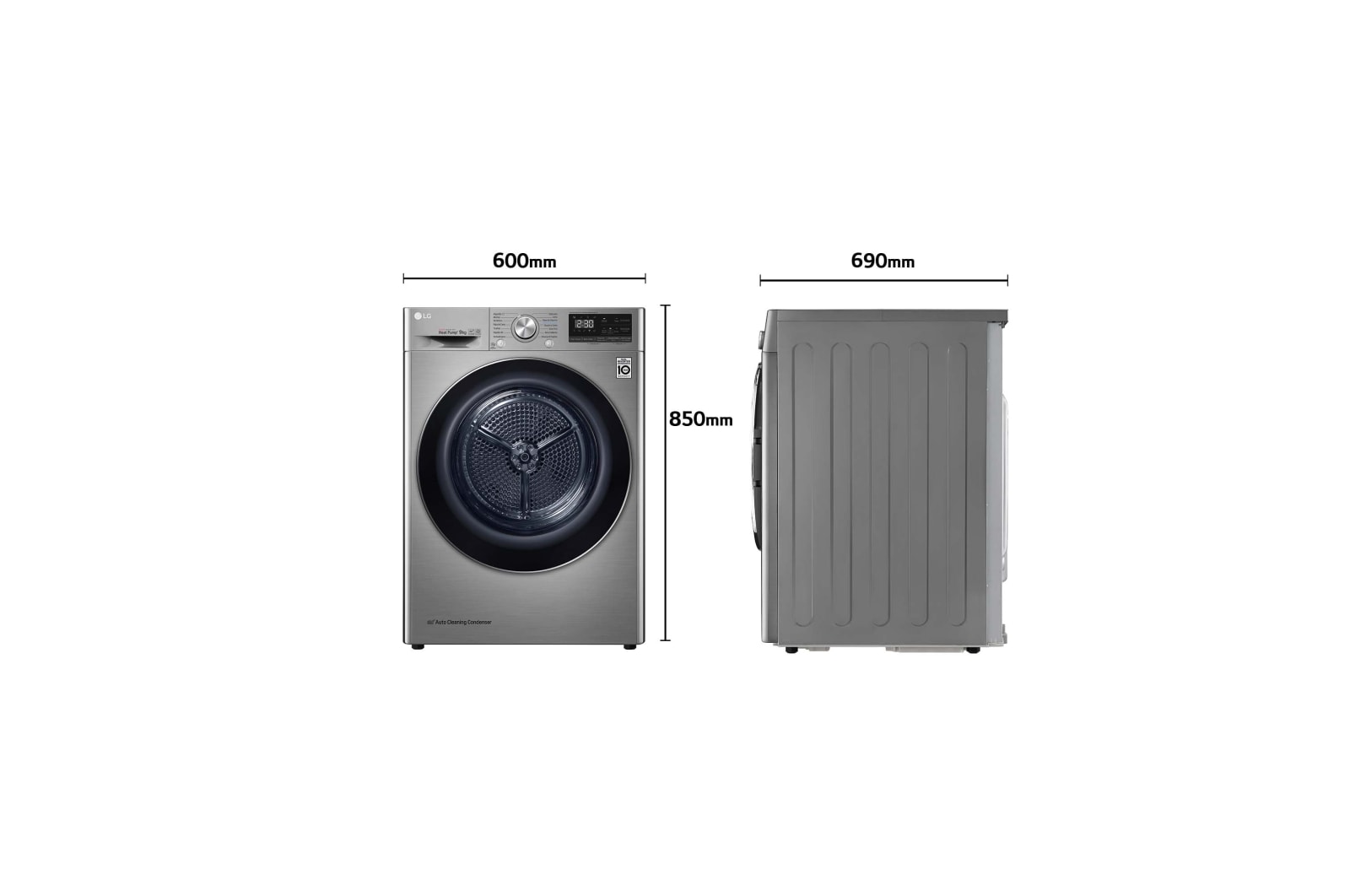 LG Secadora 9kg, A+++, con Bomba de calor Dual Inverter, Inox Antihuellas, Serie 900 , RH90V9PV2N