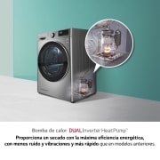 LG Secadora con Bomba de calor Dual Inverter 9kg, Clasificación A+++, Inox Antihuellas, Serie 7, RC90V9EV2Q