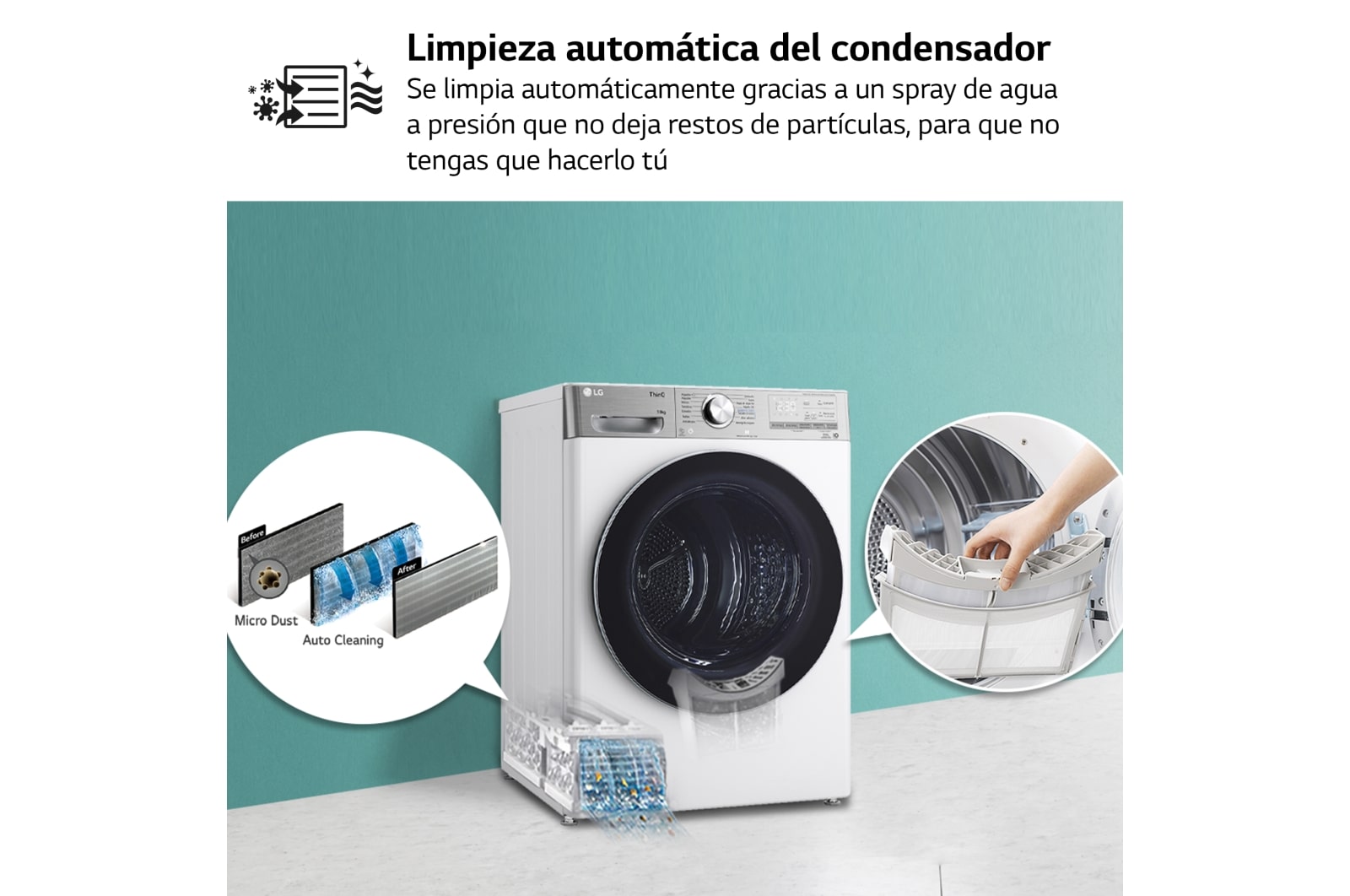 LG Secadora 10kg, A+++, con Bomba de calor Dual Inverter, Blanco, Serie 900, RH10V9AV2WR