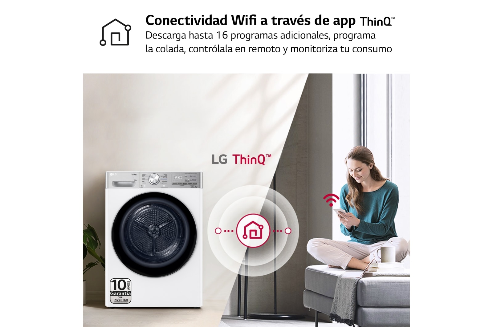 LG Secadora 10kg, A+++, con Bomba de calor Dual Inverter, Blanco, Serie 900, RH10V9AV2WR