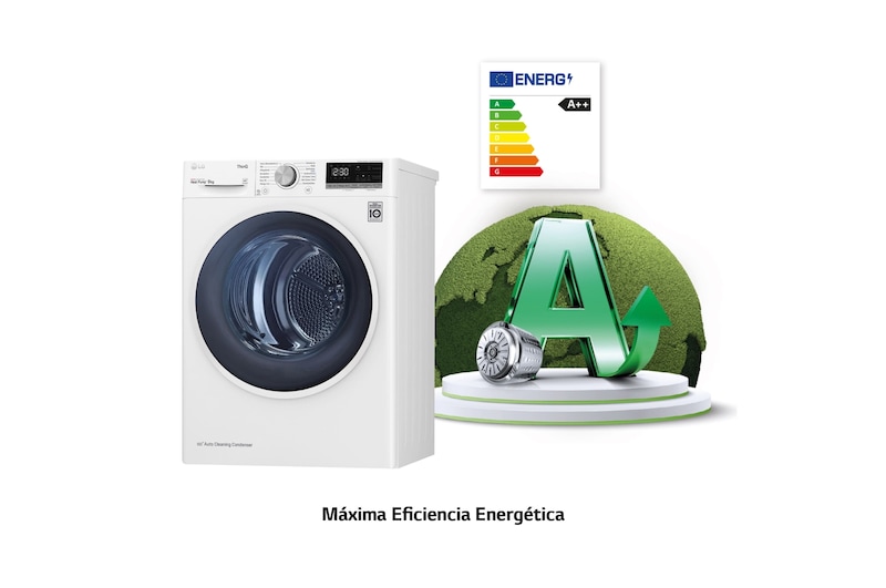 LG Secadora con Bomba de calor Dual Inverter 9kg, Clasificación A++, Blanca, Serie 5, RH90V5AV6Q