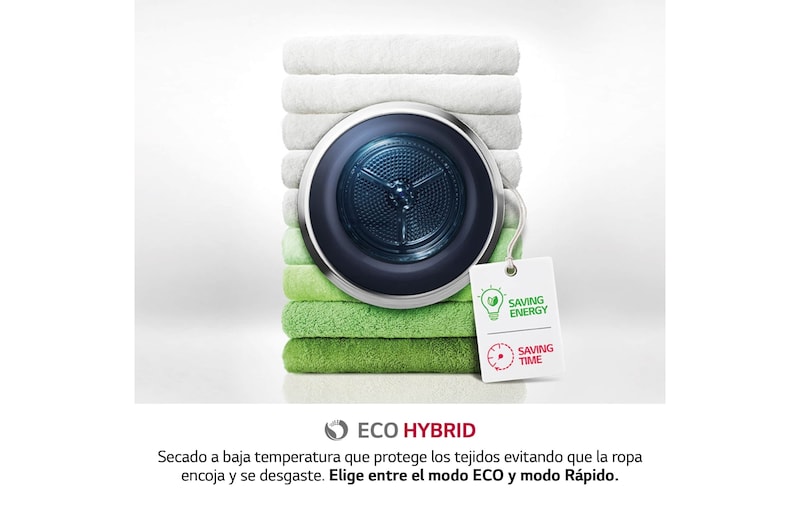 LG Secadora con Bomba de calor Dual Inverter 9kg, Clasificación A++, Blanca, Serie 5, RH90V5AV6Q