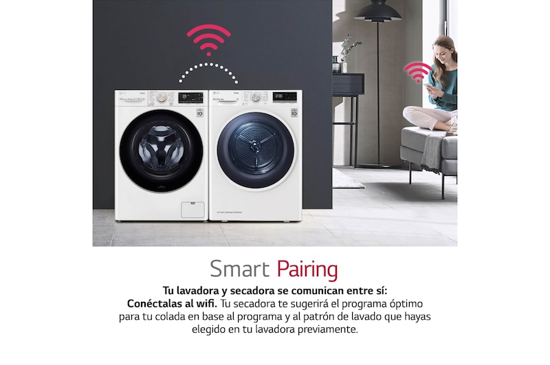 LG Secadora con Bomba de calor Dual Inverter 9kg, Clasificación A++, Blanca, Serie 5, RH90V5AV6Q