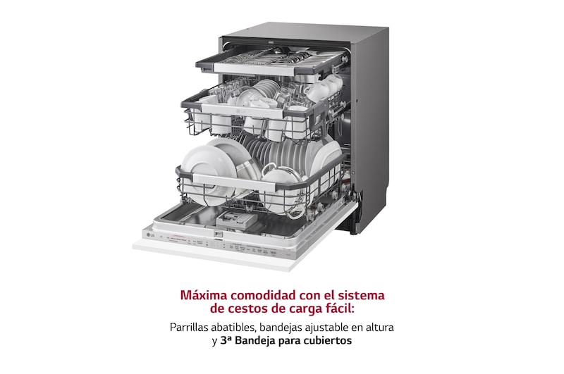 LG Outlet LavavajillasIntegrable, LG QuadWashTM Steam, A con lavado a vapor y tercera bandeja, DB475TXS.OUTLET