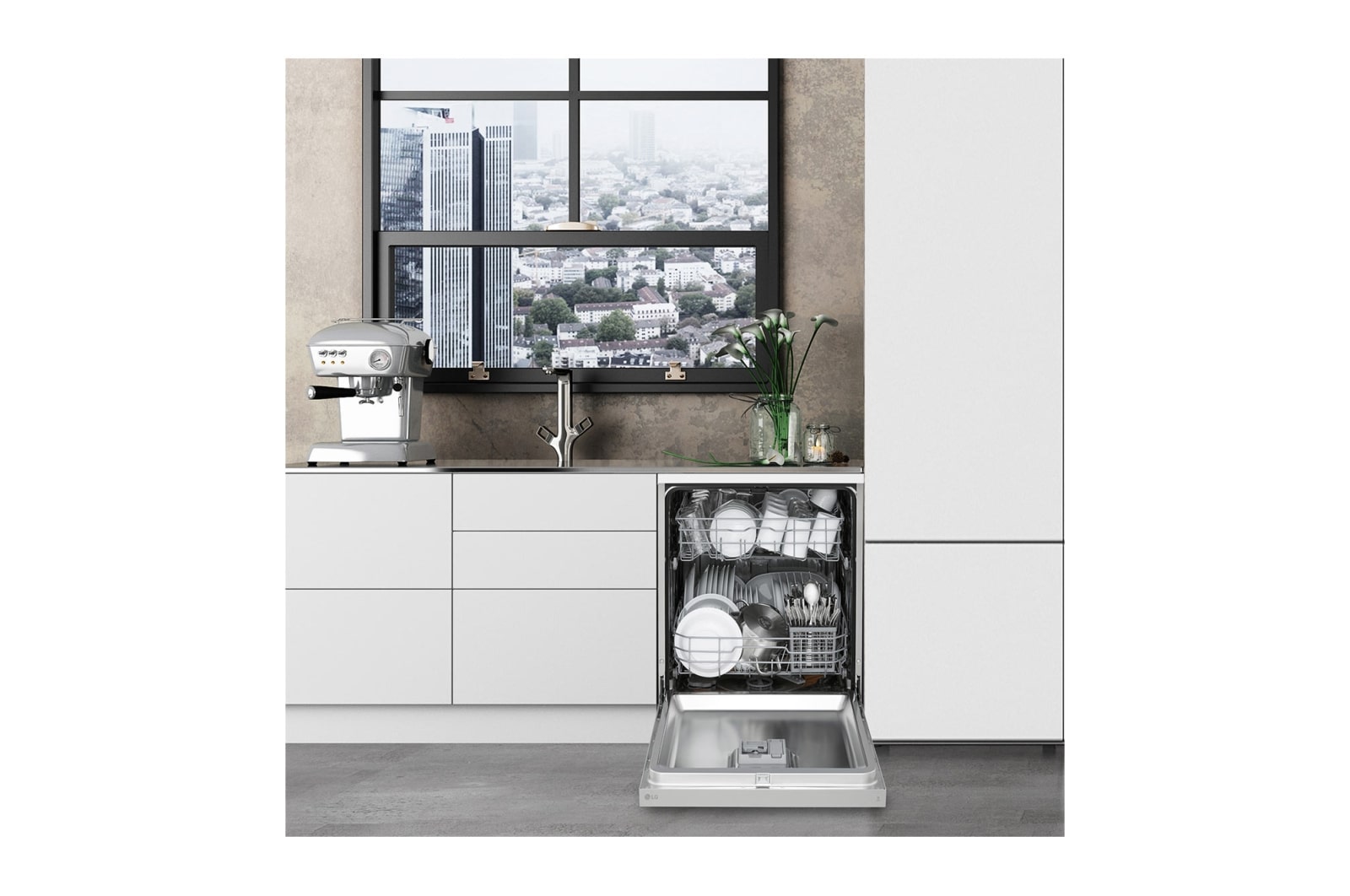 LG Lavavajillas LG QuadWash™ , Direct Drive, Inox antihuellas, D, DF141FV