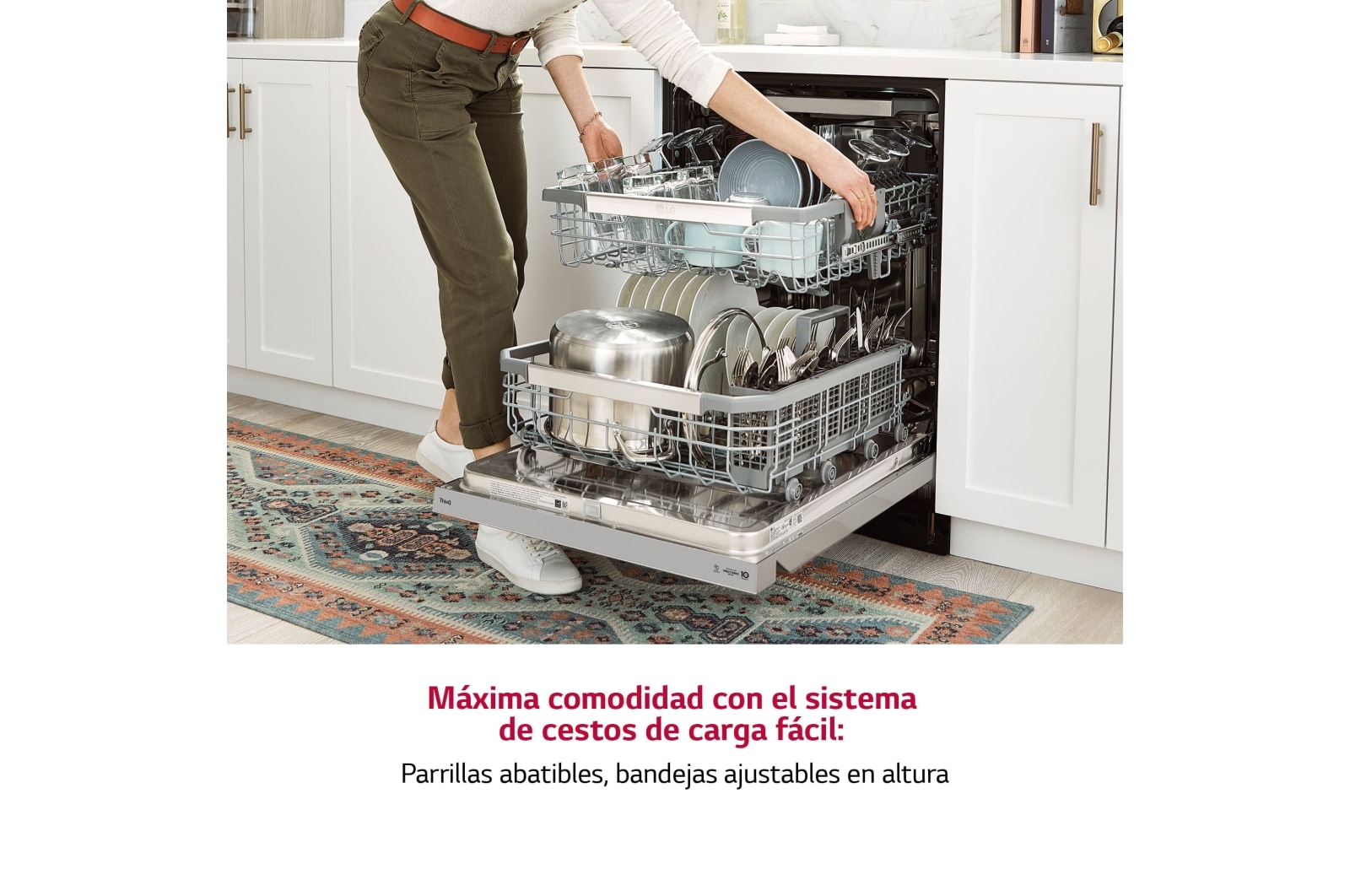 LG Lavavajillas LG QuadWash ™  , con lavado a vapor, Inox antihuellas, D, DF242FPS