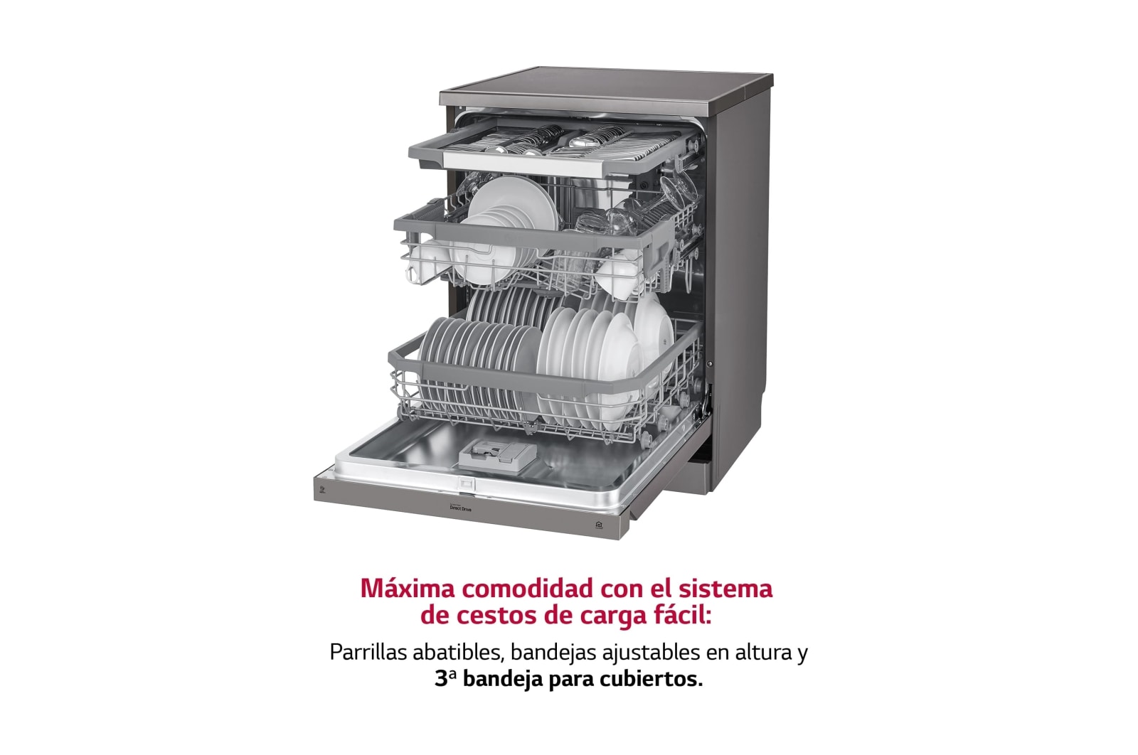 LG Lavavajillas LG QuadWash™, Inox antihuellas, clasificación E, y tercera bandeja , DF325FP