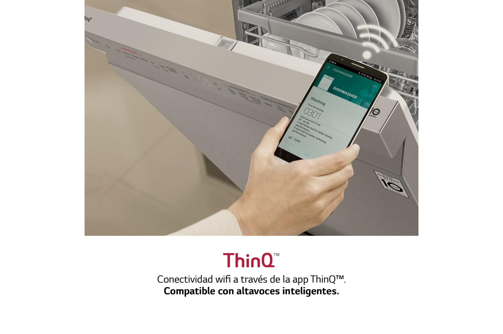 LG Lavavajillas LG QuadWash™, Inox antihuellas, clasificación E, y tercera bandeja , DF325FP