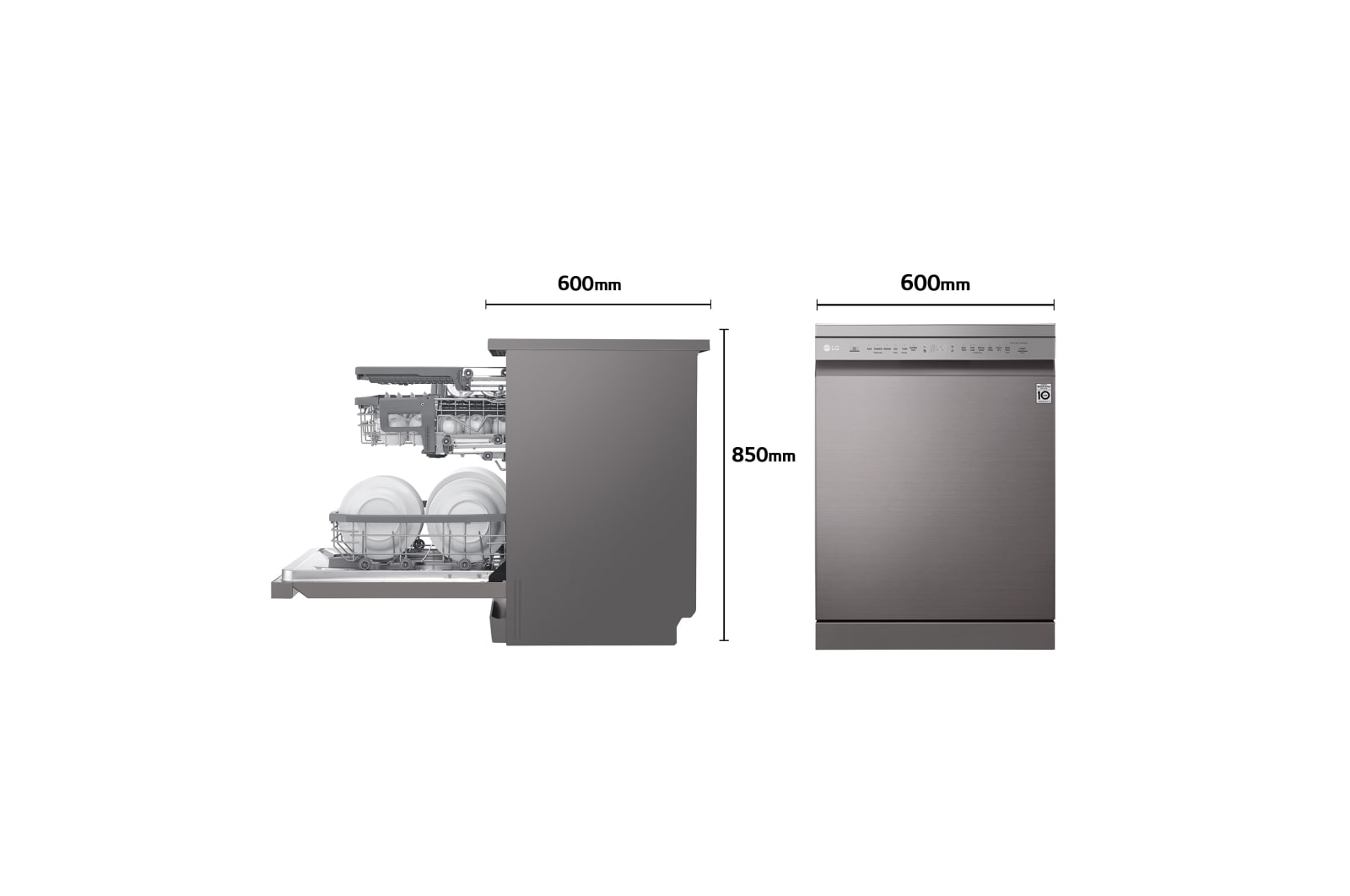 LG Lavavajillas LG QuadWash™, Inox antihuellas, clasificación E, y tercera bandeja , DF325FP