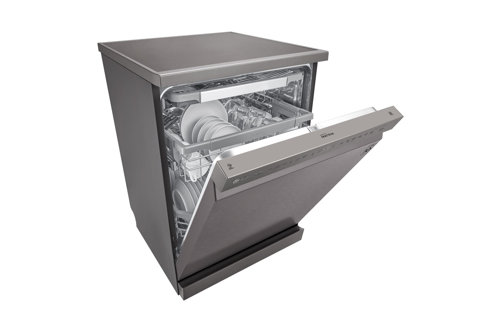 LG Lavavajillas LG QuadWash™, Inox antihuellas, clasificación E, y tercera bandeja , DF325FP