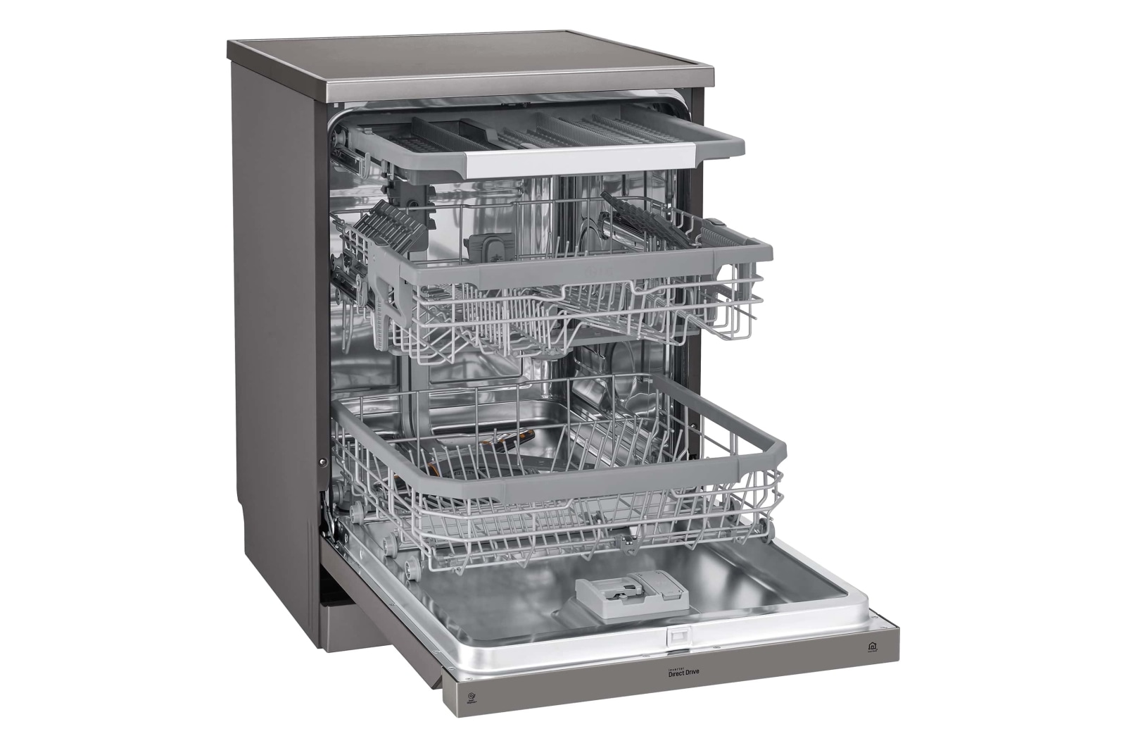 LG Lavavajillas LG QuadWash™, Inox antihuellas, clasificación E, y tercera bandeja , DF325FP
