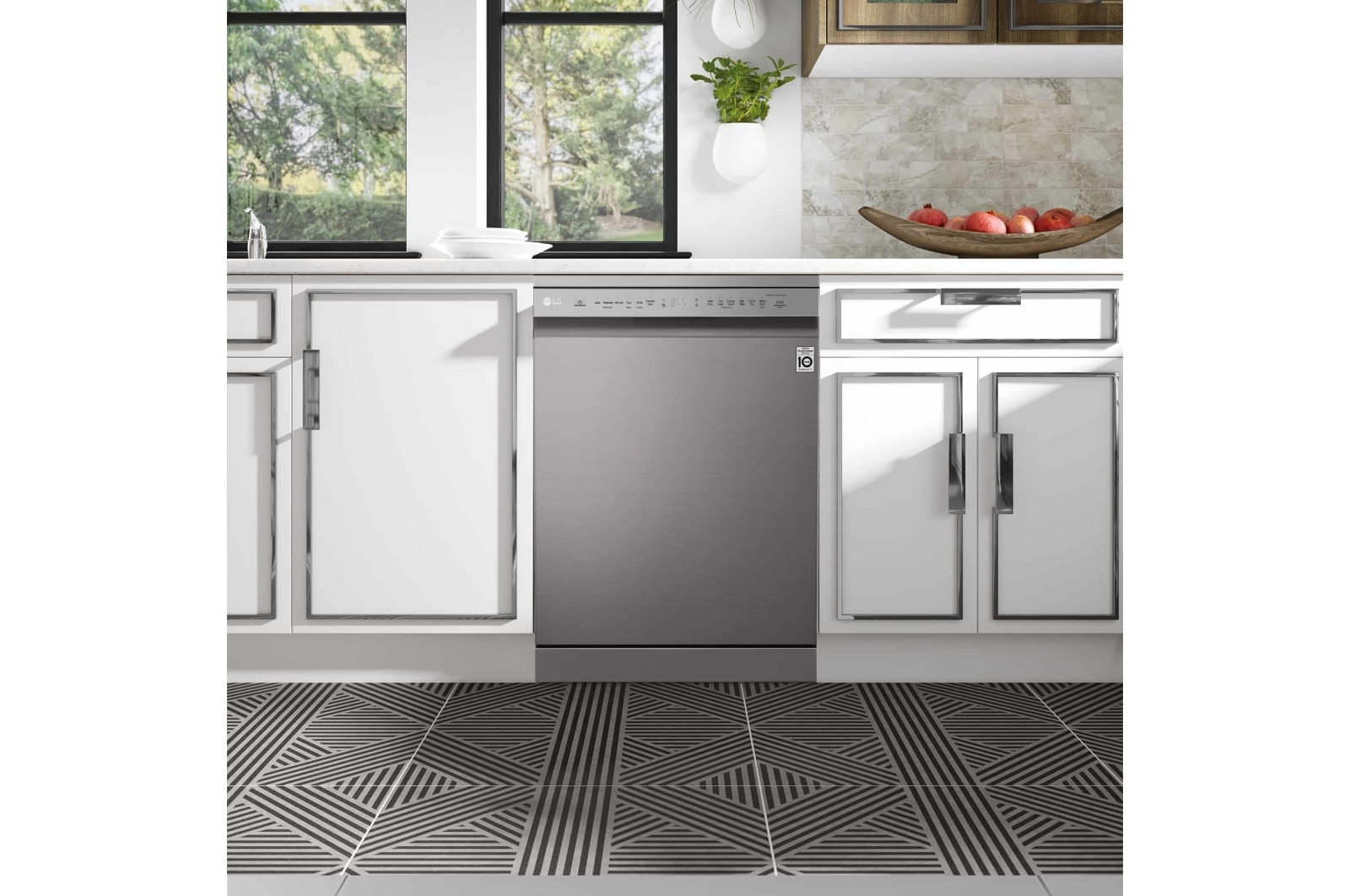 LG Lavavajillas LG QuadWash™, Inox antihuellas, clasificación E, y tercera bandeja , DF325FP