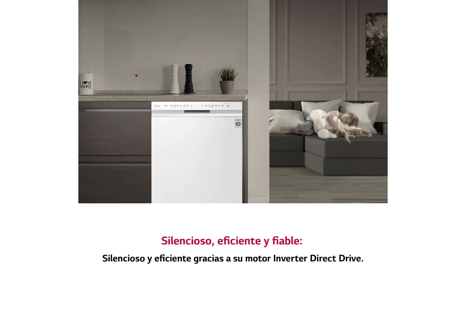 LG Lavavajillas LG QuadWash™, Blanco, clasificación E y tercera bandeja , DF325FW