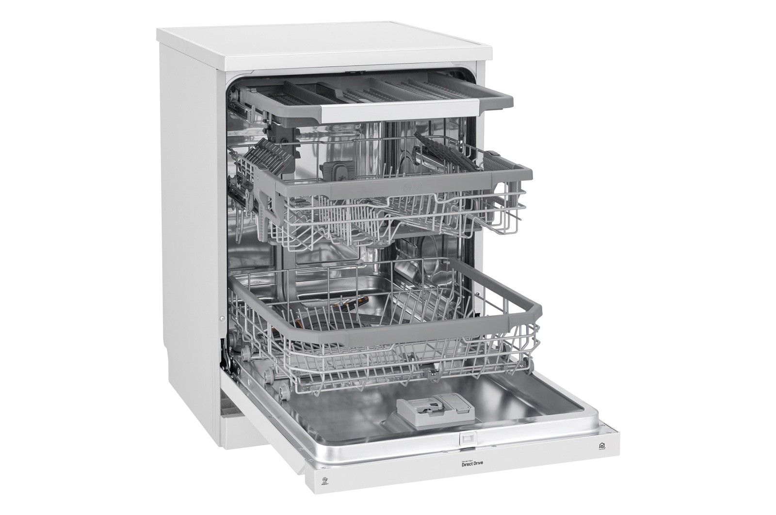 LG Lavavajillas LG QuadWash™, Blanco, clasificación E y tercera bandeja , DF325FW