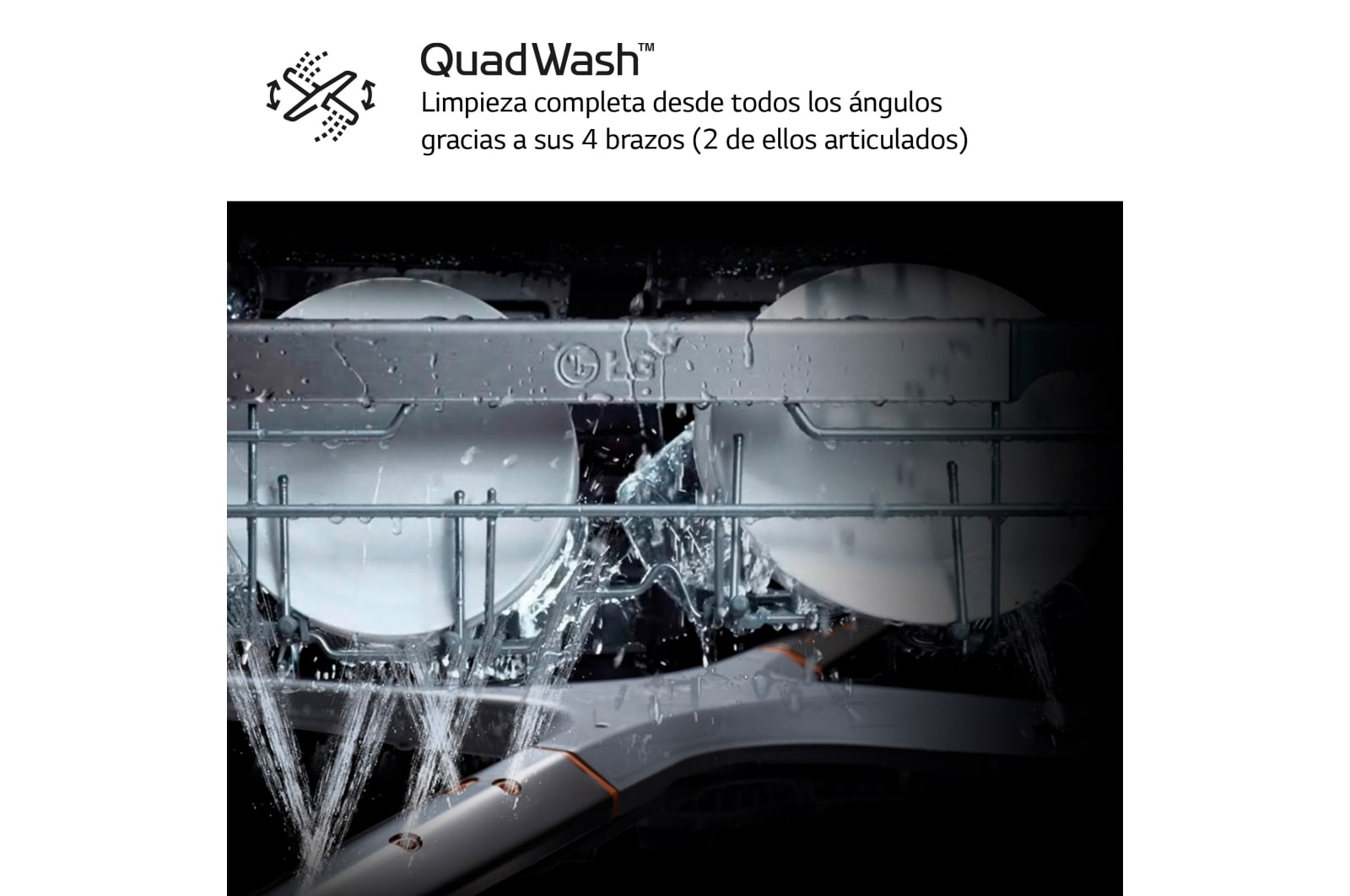 LG Lavavajillas Inox antihuellas con tecnología QuadWash™  , C, con tercera bandeja, DF355FP