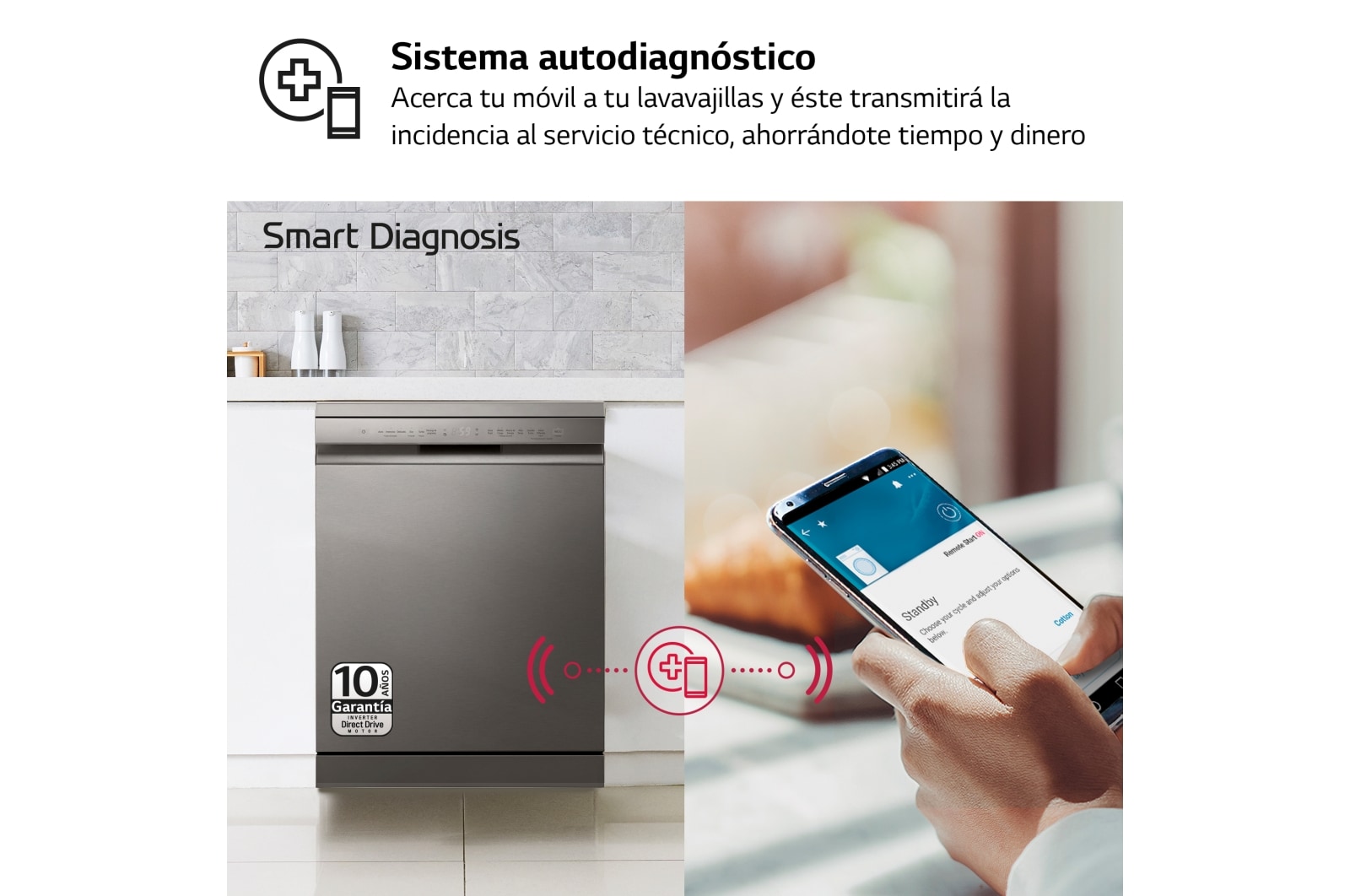 LG Lavavajillas Inox antihuellas con tecnología QuadWash™  , C, con tercera bandeja, DF355FP