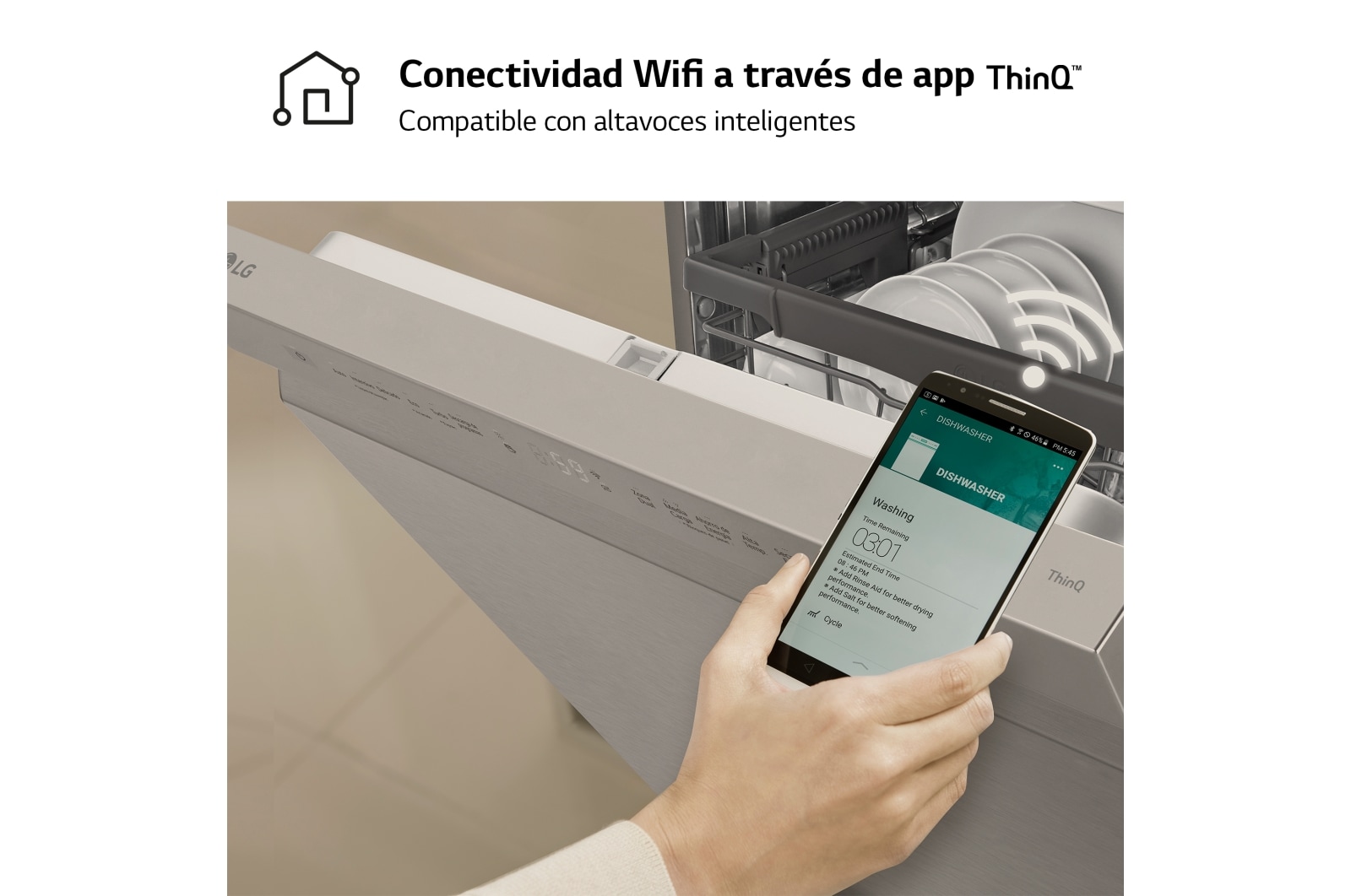 LG Lavavajillas Inox antihuellas con tecnología QuadWash™  , C, con tercera bandeja, DF355FP